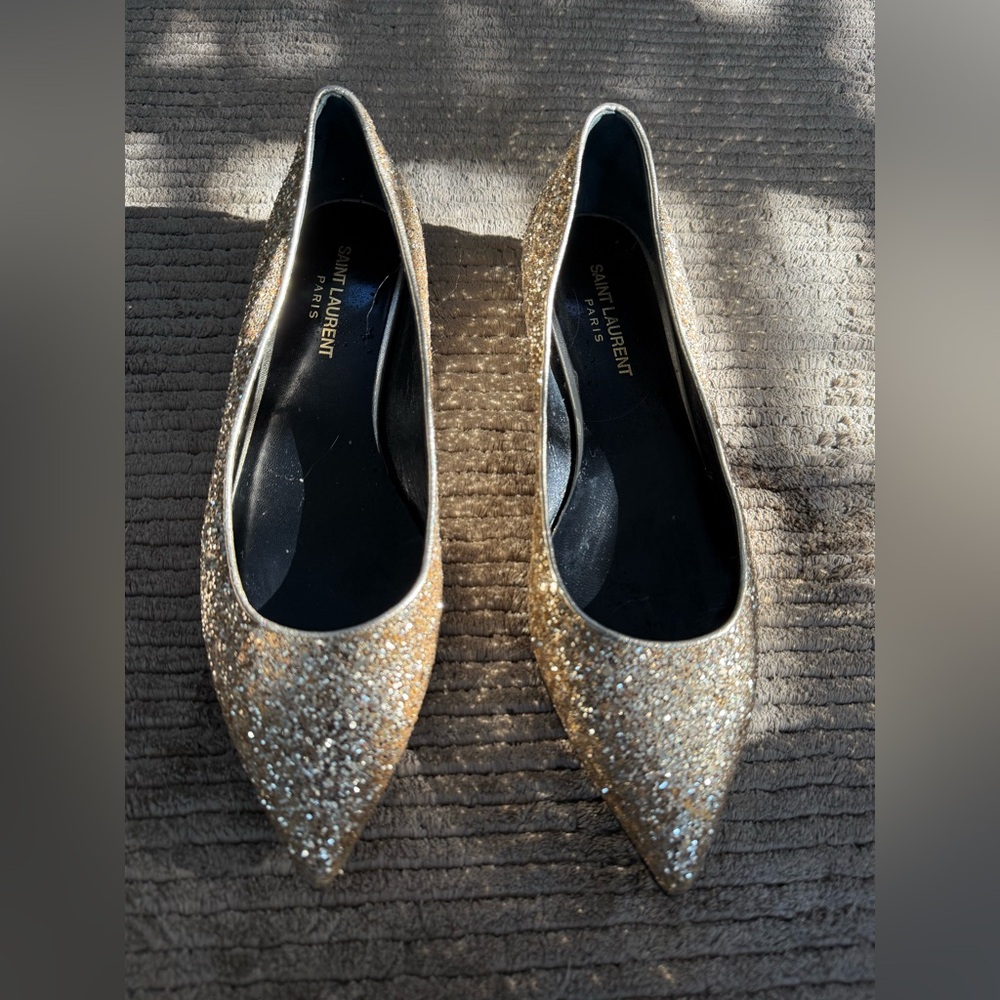 Saint Laurent Gold Glitter Women's Shoes
